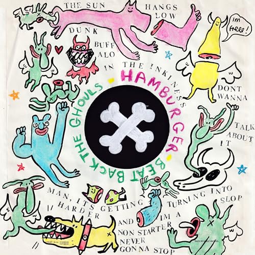 Colorful, hand-drawn vinyl record cover with cartoon monsters and text.