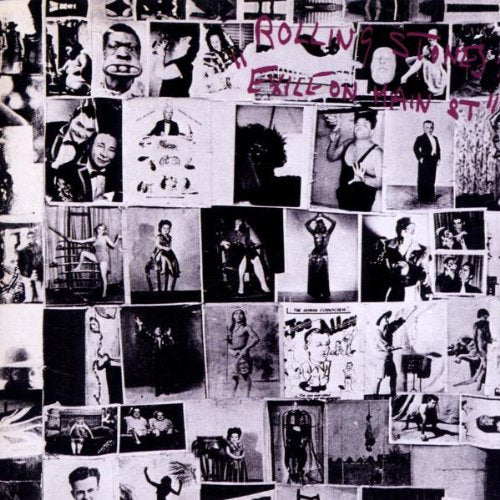 Black and white collage album cover for The Rolling Stones’ “Exile on Main St.”