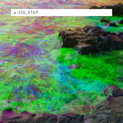 Album cover for Mu-ziq’s Xtep: abstract, colorful waves and rocks.