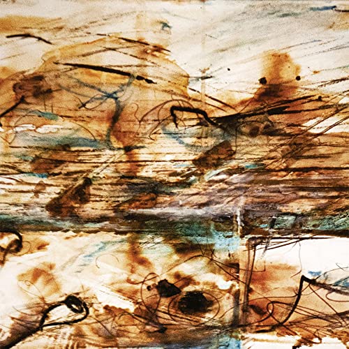 Abstract watercolor painting in browns, blues, and creams; CD cover art.