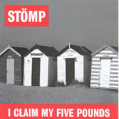 CD cover for Stömp’s “I Claim My Five Pounds” with beach huts.