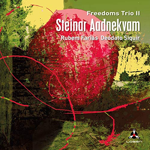 CD cover for Steinar Aadnekvam’s “Freedoms Trio II” with abstract red sphere.