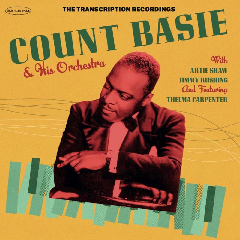 Count Basie album cover: yellow background, portrait, and band member names.