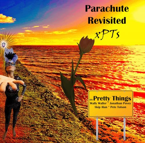 Album cover for Xpts - Parachute Revisited, featuring a beach scene and flower.