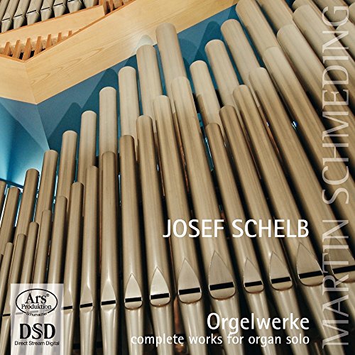 Close-up of organ pipes with text: "Martin Schmeding Josef Schelb.