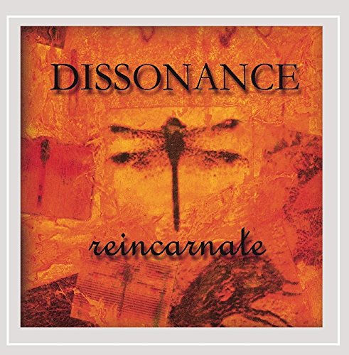 CD cover for “Reincarnate” with a dragonfly over an orange, textured background.