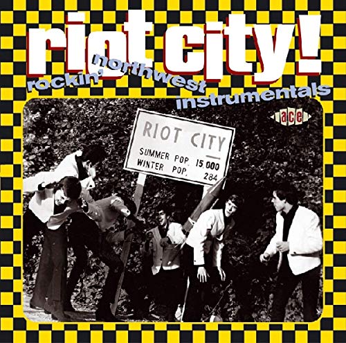 CD cover for “Riot City” with checkered border and band photo.