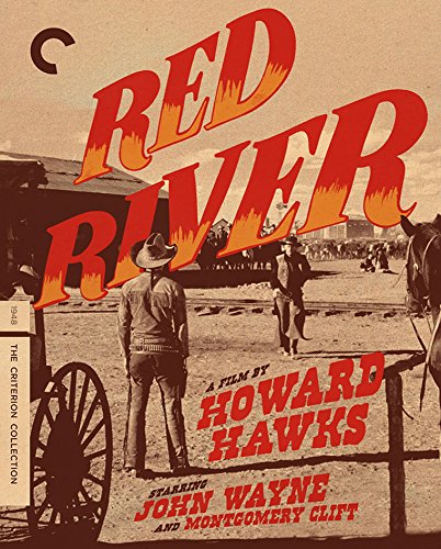 Red River" Criterion Collection Blu-ray cover with John Wayne and a Western scene.
