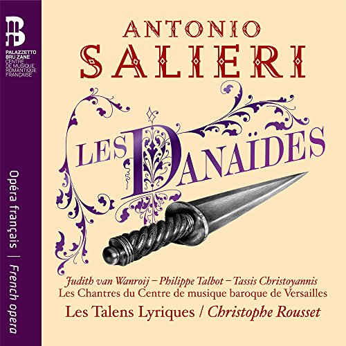CD cover for Salieri’s *Les Danaïdes* opera, featuring a dagger image.