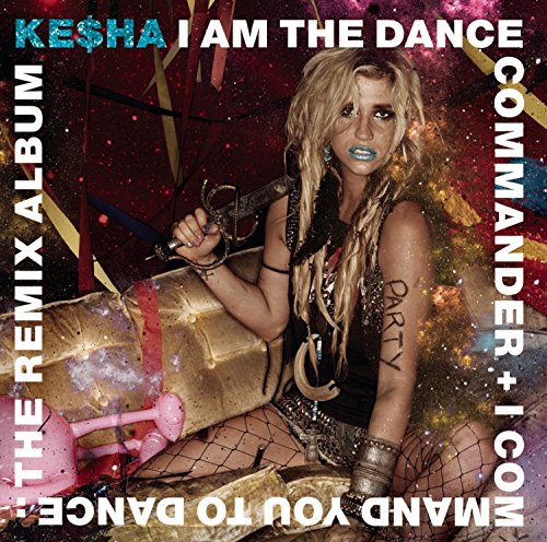 Kesha album cover: blonde woman with blue lips, holding a toy gun.
