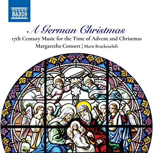 CD cover featuring a stained-glass window depicting the Nativity scene.