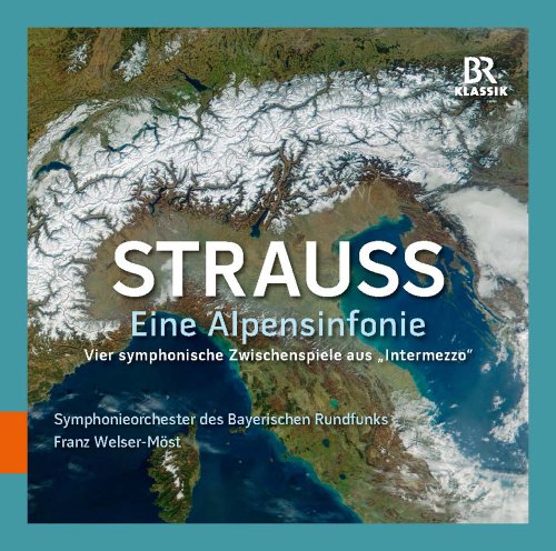 CD cover for Strauss’s “Alpine Symphony” with mountain range image.