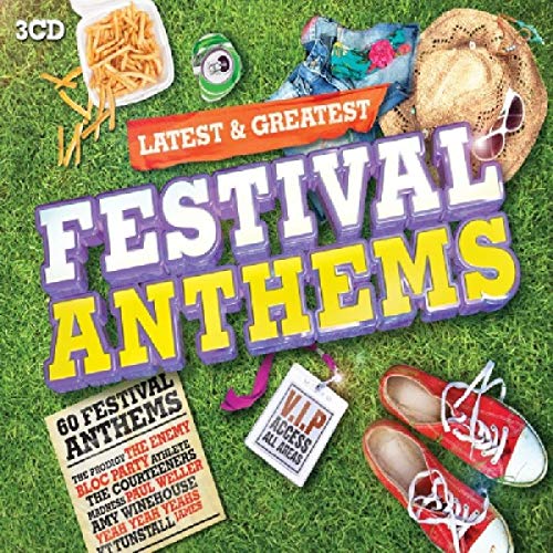 CD cover for “Latest & Greatest Festival Anthems” with festival imagery.