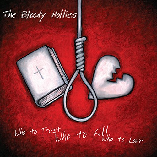 CD cover: book with cross, broken heart, and noose on red background.