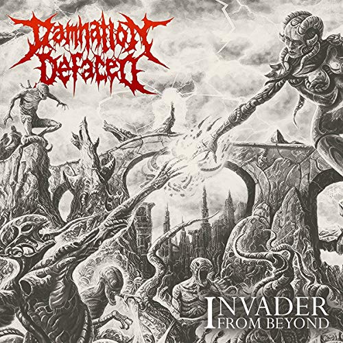 Dark fantasy album cover featuring a demonic figure and desolate landscape.