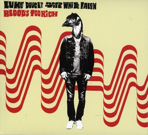 CD cover: man with a bird head, red wavy lines background.