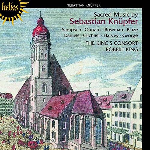 CD cover featuring a painting of a church and people below.
