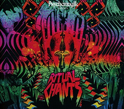 Psychedelic CD cover for Psychemagik’s “Ritual Chants” with a mask image.