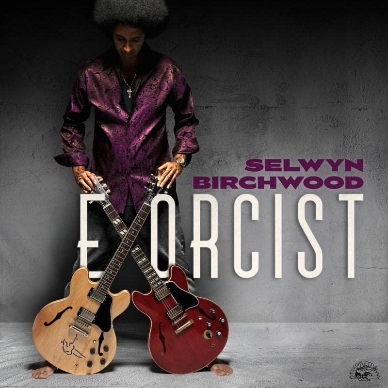 Selwyn Birchwood album cover featuring artist with two guitars.