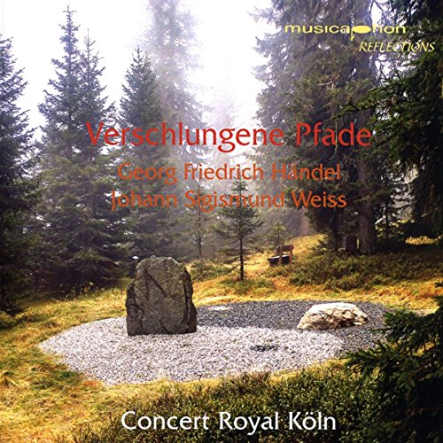 CD cover: forest landscape with rocks, text "Verschlungene Pfade" and "Concert Royal Köln".