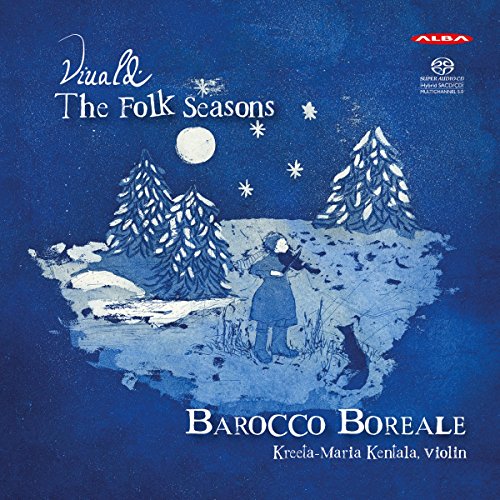 CD cover: winter landscape with a violinist, moon, and snowy trees.