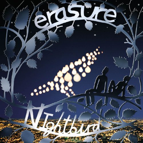 Erasure “Nightbird” CD cover: silhouetted figures among branches and lights.