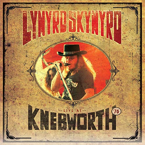 Lynyrd Skynyrd album cover: singer with hat performing live at Knebworth.