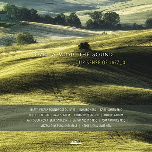 CD cover for “Ozella Music The Sound – Our Sense Of Jazz_01” with rolling hills.