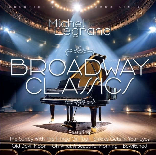 CD cover for “Broadway Classics” featuring a grand piano on stage.