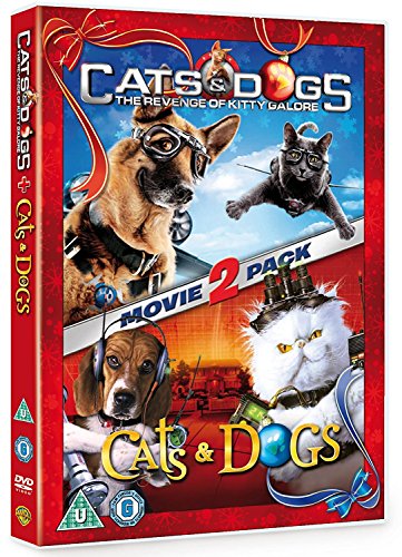 DVD cover for "Cats & Dogs 1 & 2" featuring cats and dogs in action.