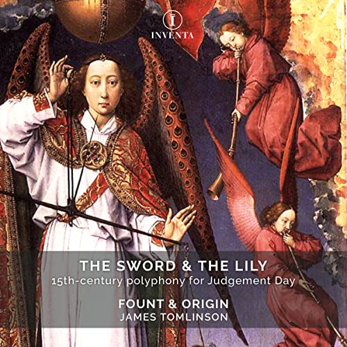 CD cover depicting angels playing instruments, inspired by 15th-century art.