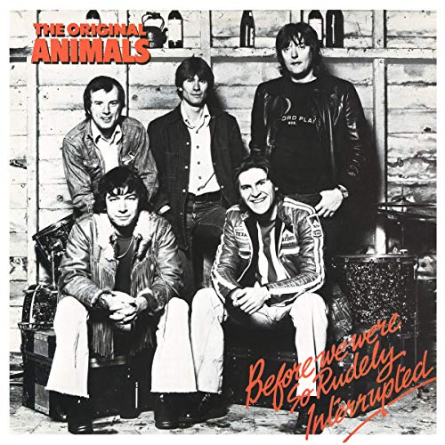 Black and white album cover featuring a group of five men.