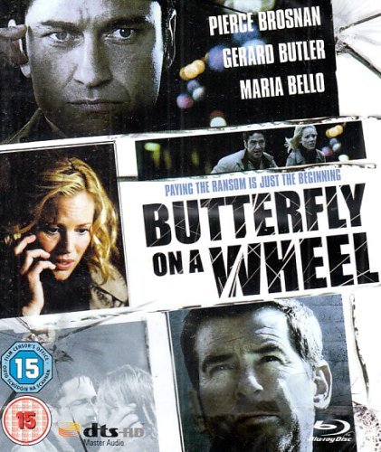Blu-ray cover for “Butterfly on a Wheel” featuring actors Pierce Brosnan and Gerard Butler.