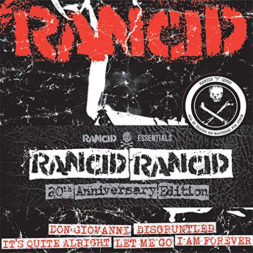 Rancid album cover featuring bold red text, a skull logo, and distressed black background.