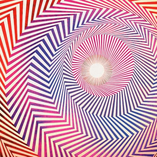CD cover with swirling red, white, and blue optical illusion design.