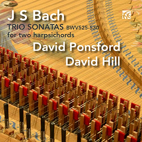 CD cover for Bach’s Trio Sonatas arranged for two harpsichords.