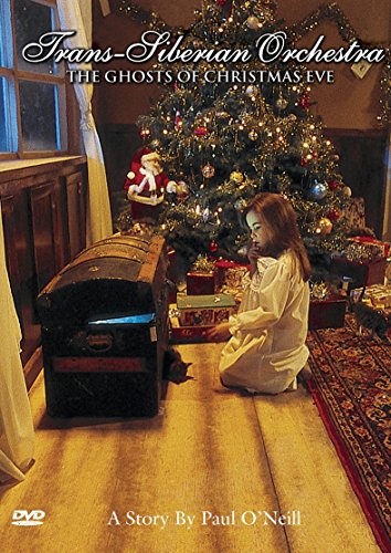 DVD cover featuring a girl, Christmas tree, and vintage trunk.