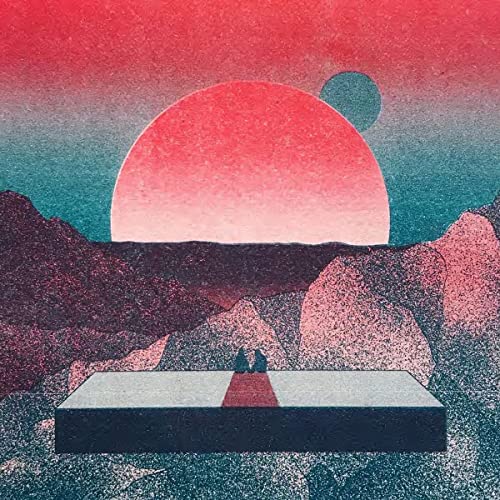 Red and blue abstract album cover with a large red circle and figures.