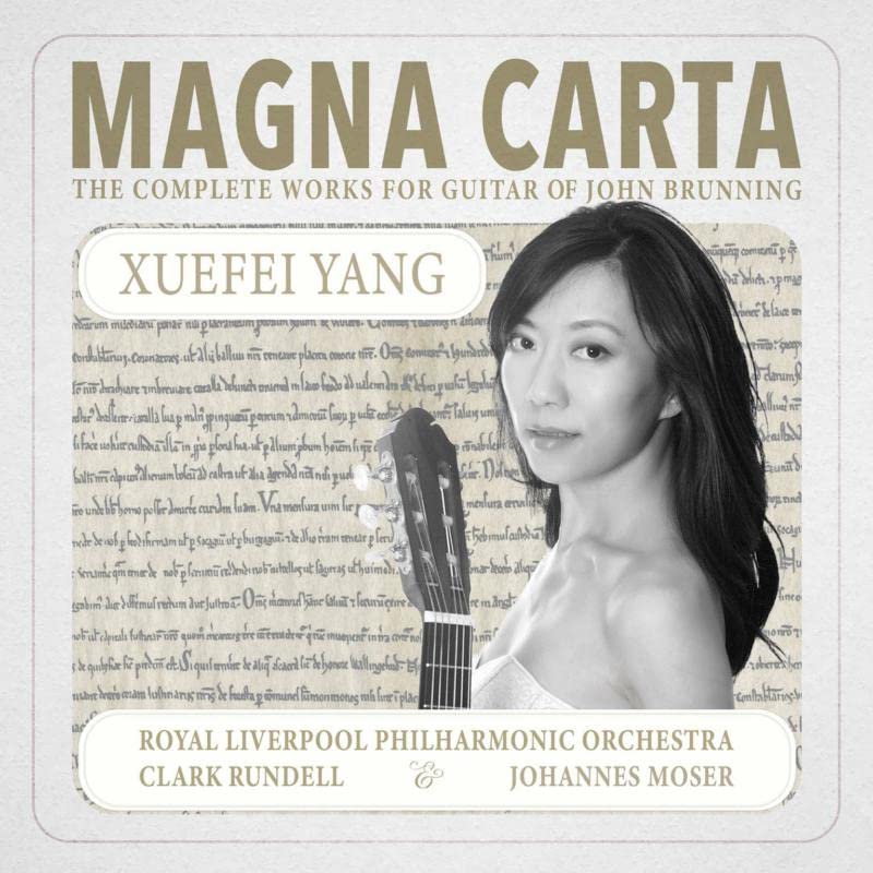 CD cover: Xuefei Yang portrait over medieval manuscript background.