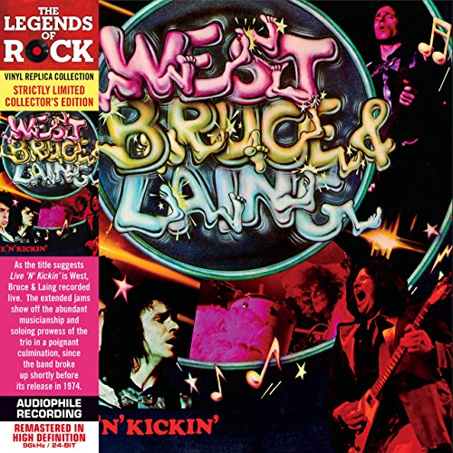 CD cover for "West Bruce & Laing - Live N Kickin" with band photos.