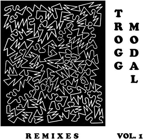 Black and white album cover with abstract jagged shapes and text.