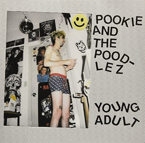 Vinyl album cover for "Young Adult" featuring a shirtless man and smiley face.