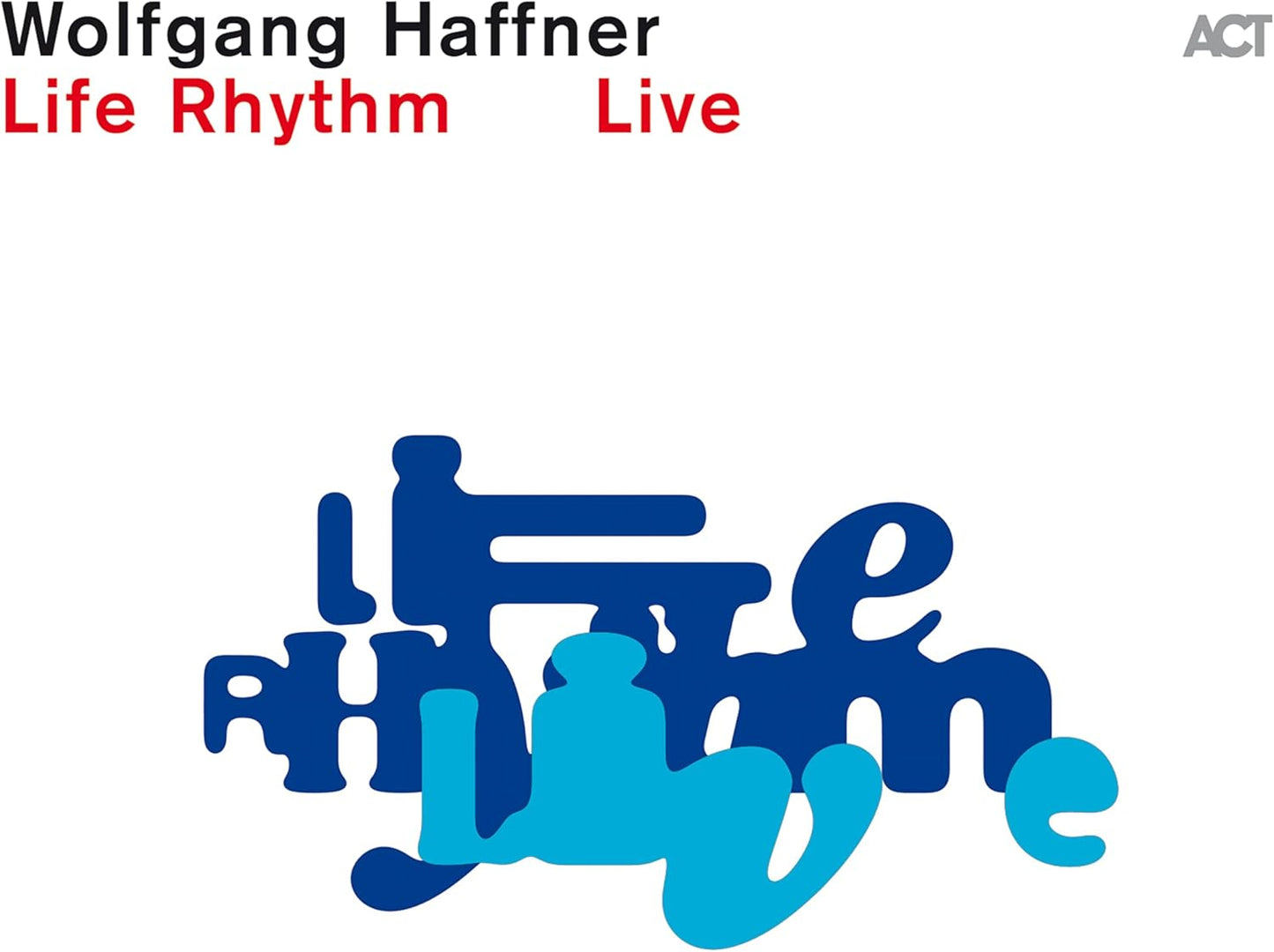 CD cover for Wolfgang Haffner’s “Life Rhythm Live” with abstract blue text.