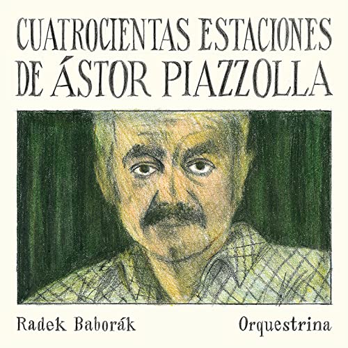 CD cover: portrait of Astor Piazzolla in colored pencil style.