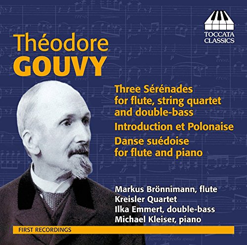 CD cover for Markus Bronnimann’s Gouvy serenades with composer portrait.