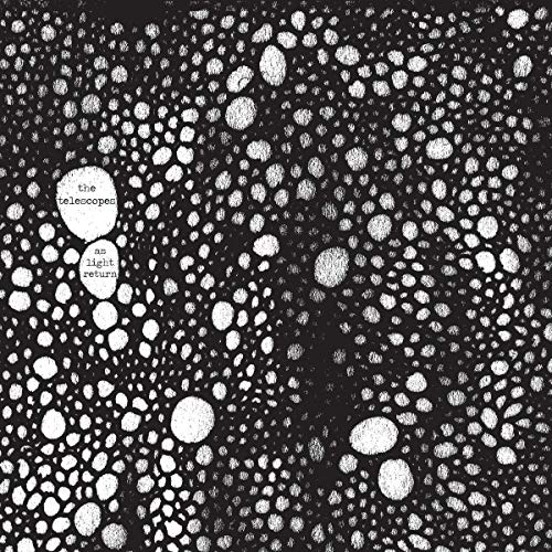 Black and white album cover with scattered circles and text.