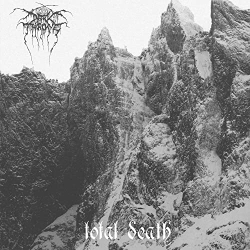 Darkthrone "Total Death" CD cover: grayscale mountain landscape with band logo.