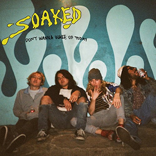 CD cover with four people sitting against a blue and white wall.