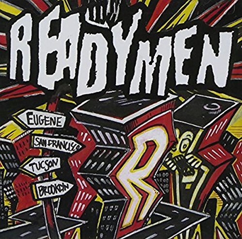 CD cover for Readymen, featuring bold, colorful street art style graphics.