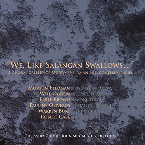 CD cover for "Astra Choir" featuring composers’ names on textured blue background.